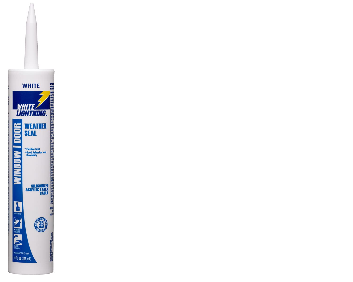 White Lightning W32000010 Weather Seal Siliconized Acrylic Latex Caulk, White, 10 fl. oz.