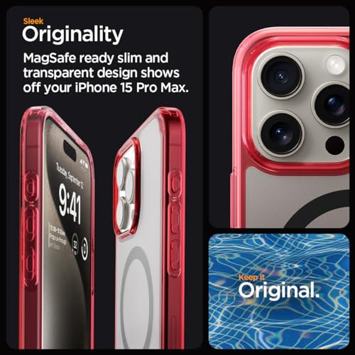 Image of Spigen for iPhone 15 Pro Max Case, Ultra Hybrid MagFit [Anti-Yellowing] [Compatible with Magsafe] - Deep Red