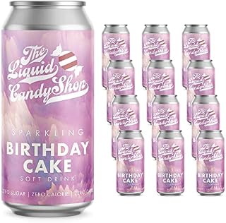 "Liquid Candy Shop" Soda Drink. Zero Sugar, Zero Calories Fizzy Drink - 12 x 440ml Cans (Birthday Cake)