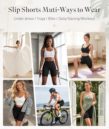 Image of FRESBEIT 3 Pack Slip Shorts for Women Under Dress Comfortable Smooth Boyshorts Panties Biker Shorts