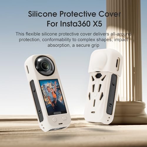Funda protectora de silicona para Insta360 X5, color beige miniatura 2
