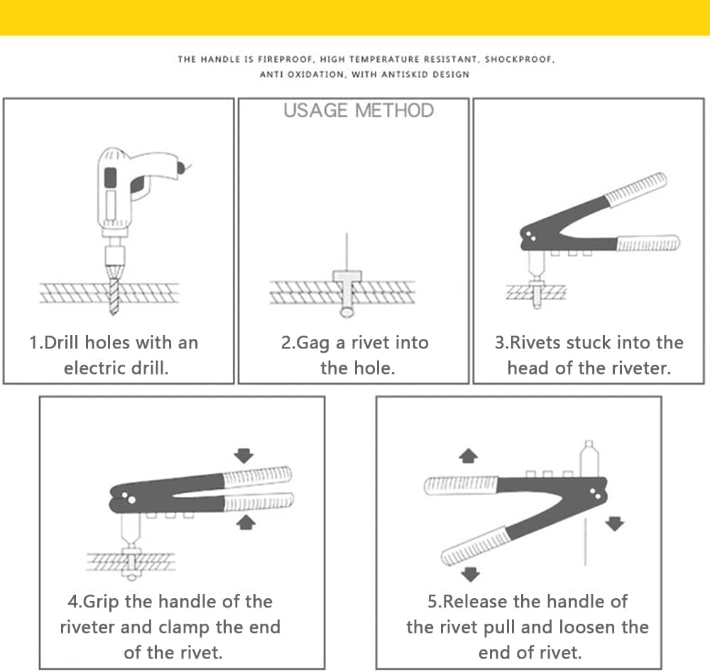 AEE® 4 Uçlu Profesyonel Perçin Tabancası Seti – 2.4/3.2/4.0/4.8 mm Başlık + 40 Adet Alüminyum Perçin + Anahtar | Metal, Plastik ve Deri Delme & Sabitleme Aracı