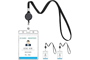 3 Pack Men in Black Lanyard with ID Holder Sets, Professional Flat...