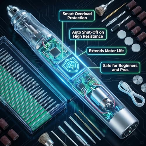 Image of Jas & Jax Engraving Pen - Portable Cordless Tool for DIY Projects & Creative Personalization - Beginner Friendly - USB Rechargeable - 54 Accesories