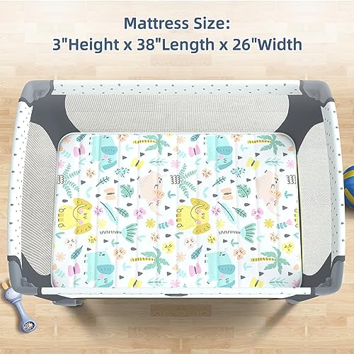 Image of 3 Inch Mini Toddler Mattress, 38 inch Lx26 inch W Portabel Mattress, Elephant