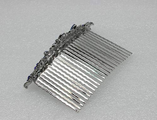 Peine para cabello con cristal floral azul marino miniatura 5
