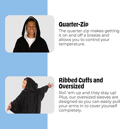 Miniatura 162 de THE COMFY Original - Manta de forro polar de microfibra con forro sherpa, diseño de gran tamaño con capucha y bolsillo de Shark Tank Aqua