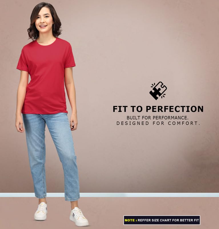 Image of Sleepynuts Women Boyfriend Plain Round Neck Half Sleeve T-Shirt