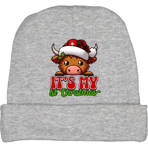 inktastic Babys 1st Christmas Cow Baby Beanie Hat
