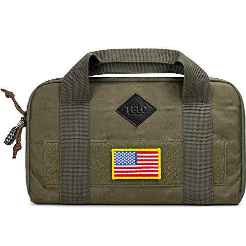 TeloTravel Soft Pistol Case for Handguns â€“ Lightweight & Portable Tactical Gun Case â€“ Pistol Range Bag for Handgun and Ammo, Pistol Pouch for Shooting with Lockable Zipper, Wire Lock & US Flag Patch
