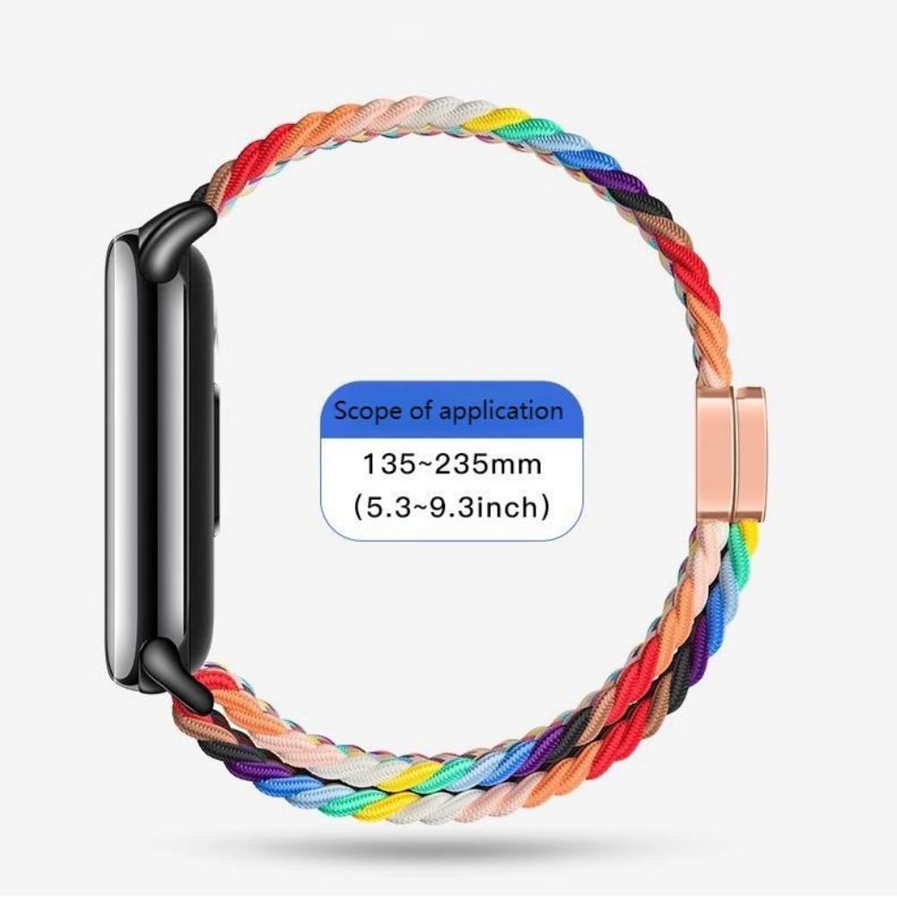 Pleciony pasek do Xiaomi Smart Band 8/9/10 NFC, dla kobiet i mężczyzn, sportowy pasek zastępczy, elastyczny nylonowy pasek do zegarka z magnetycznym zapięciem
