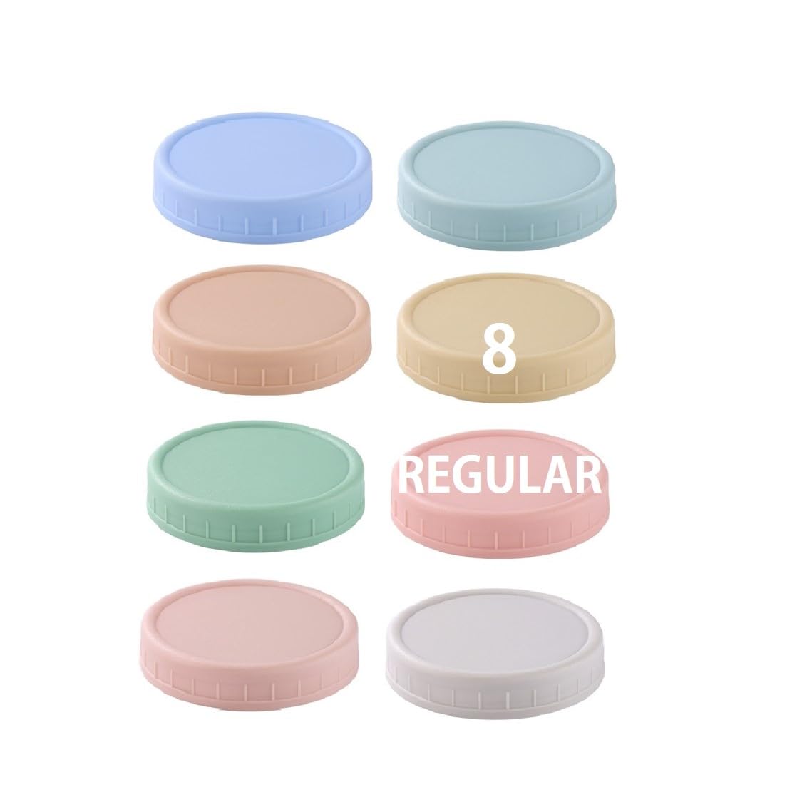 8 Pack Regular Mouth Plastic Mason Jar Lids for Ball, Kerr and More, 70mm Colored Canning Tops with Silicone Rings, Food Grade & Leak-proof