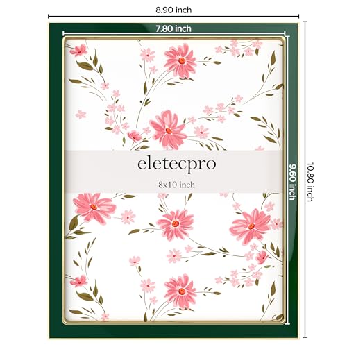 Image of eletecpro 8x10 Enamel Picture Frame with Real Glass Cover, Cute Photo Frame with Gold Metal Edge, Horizontal and Vertical Display Pictures 8 by 10 for Tabletop and Wall Decor, Green, 1 Pack