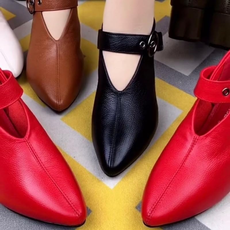 Solid Color Fashion Shoes for Women,Comfortable Block Heel Shoes,Versatile Pointed Toe Soft Sole Shoes 6