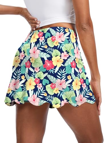 Image of M MOTEEPI 14 inch Scalloped Hem Skorts for Women with Pockets High Waisted Tennis Golf Athletic Skirt with Shorts 2026