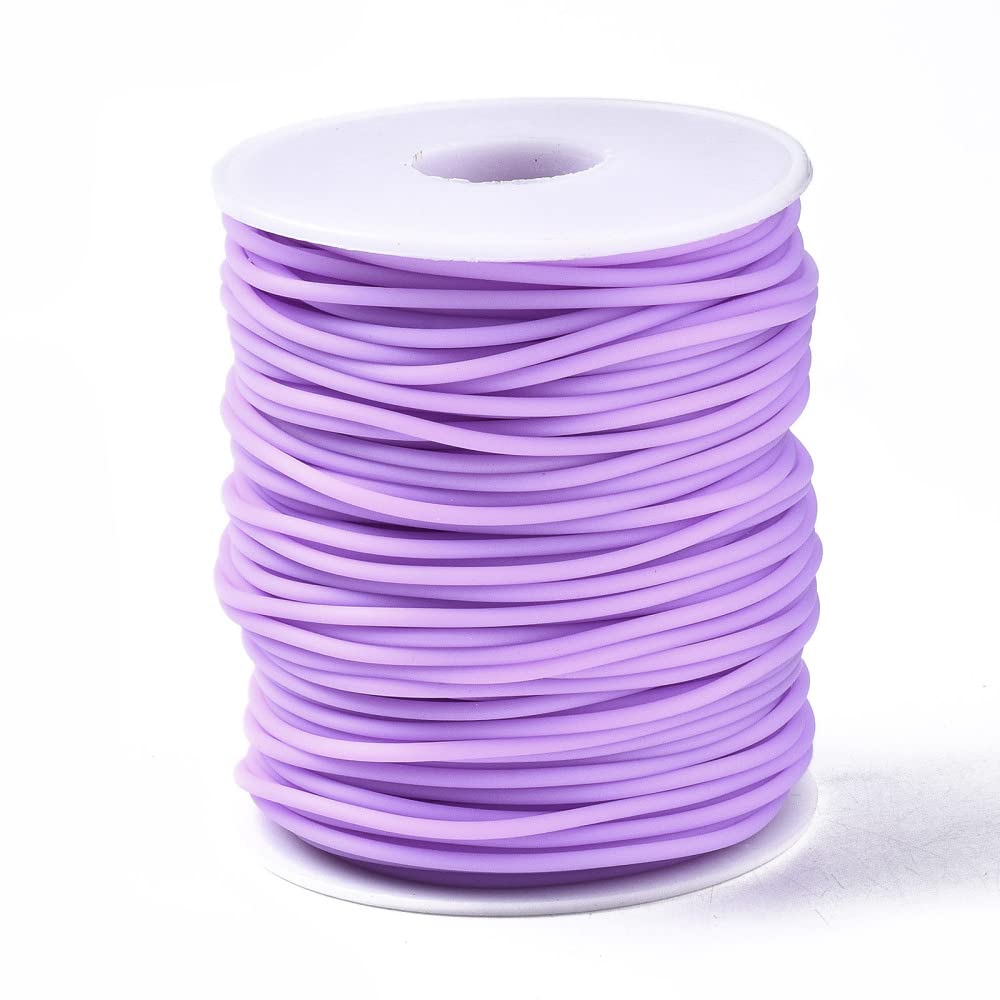 Craftdady 15m Hollow Pipe Tubing PVC Rubber Cord Rubber Tube Cord Wrapped Around For Memory Wire Necklace Bracelet Knitting, Medium Purple — image 1