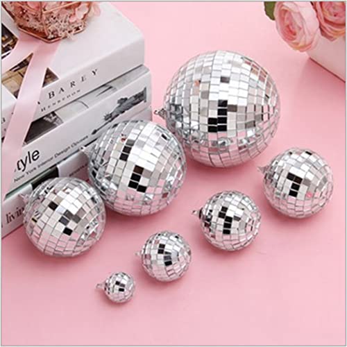 Adornos para Árbol de Navidad, 2 Unidades de Bolas Espejadas Disco Ball, Decoración Navideña y para Bodas, Bola Colgante Plateada para Fiestas, Diámetro 10 cm miniatura 5