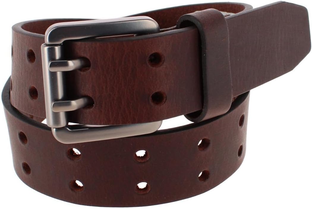 Wrangler Boy's Milled Buffalo Leather Double Hole Roller Buckle Belt