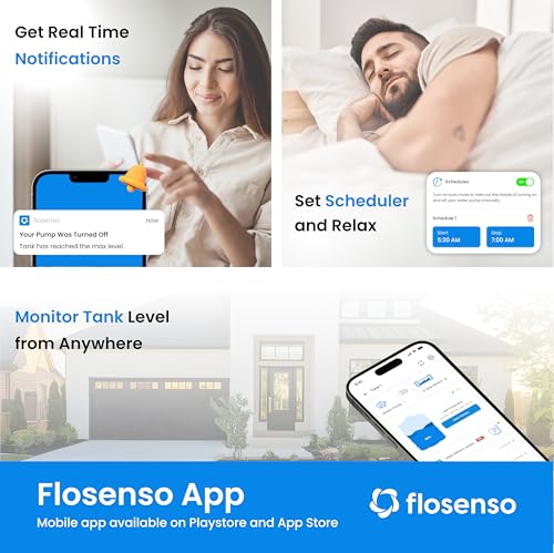 Image of Flosenso with Navi addon for Submersible Pumps Single or Dual Starters Switch - Fully Automatic Wired Water Level Controller | Ultrasonic Sensor | Mobile App | All Features | 6 AMP | 60 Meter Wire