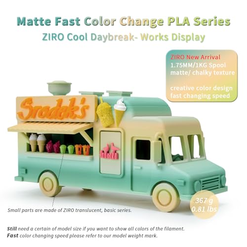 Image of ZIRO Fast Gradient PLA, Matte Multi Colors Filament 1.75mm, Color Change by Length 3D Printer Filament, Dimensional Accuracy + /-0.03mm, Fit Most 3D Printers, 1KG / 2.2lbs Spool, Cool Daybreak