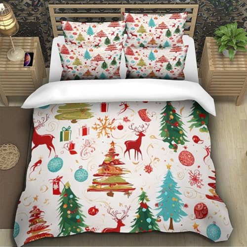 Housse de couette Noël microfibre résistante aux lavages lit king size