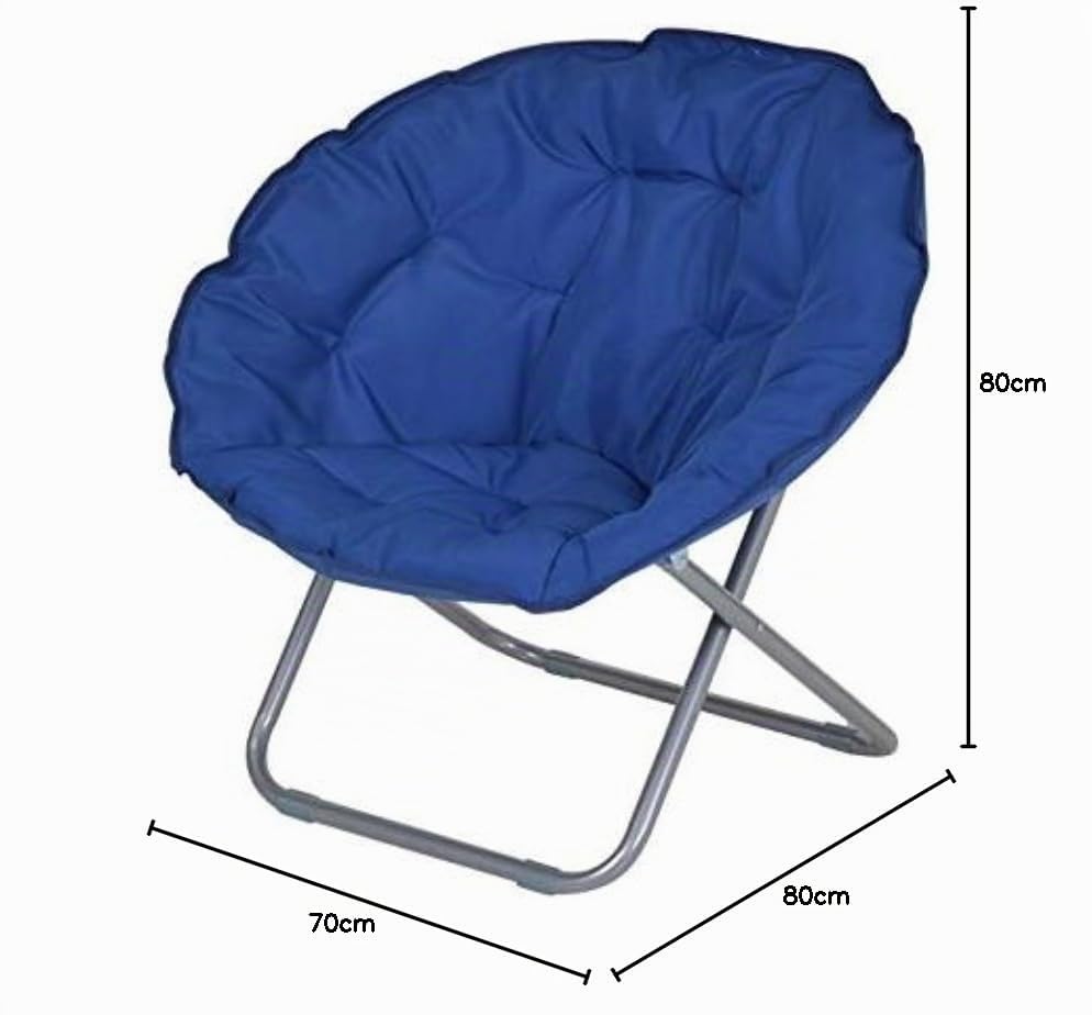 Enrico Coveri Contemporary Poltrona Moderna Moon Pieghevole in Acciaio E Tessuto Imbottito, Sedia Ideale per Giardino, Salone e Camera da Letto (Blu)