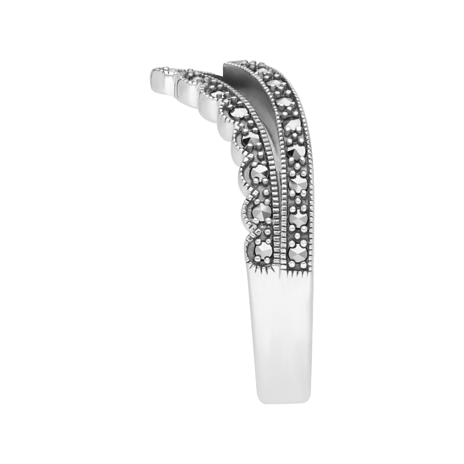 Esse Marcasite - Anello in argento sterling e marcasite a doppia fila