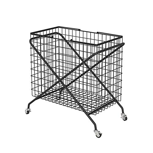 ZQ&QY Metal Vintage Cesto para Ropa Sucia con Ruedas,Almacenamiento Extraíble Carrito De Lavandería,Estable Sostenible Cestos para La Colada para Sundry Ropa Organizador Amarillo 58x33x54cm