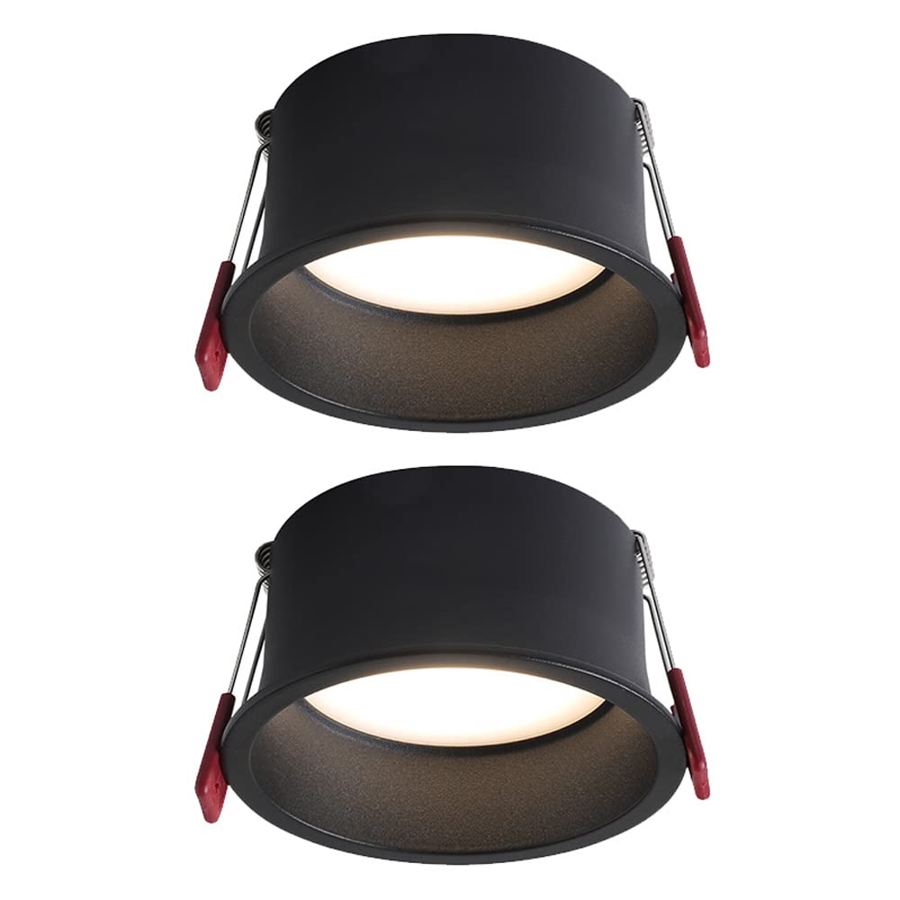 Oświetlenie wpuszczane LED, 4 sztuki, 7 W/12 W, modernizacja, downlight, możliwość ściemniania, wysoki CRI 90, 3 temperatury barwowe, bez migotania, czarne wykończenie, lampa sufitowa do kuchni, 3000
