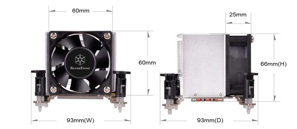 SilverStone SST-AR09-115XP - Argon CPU Cooler 3 Direct Contact Heatpipe, 60 mm PWM, Intel