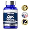 Chelated-Zinc-Supplement-100mg-250-Tablets-High-Potency-Superior-Absorption-Vegetarian-Non-GMO-Gluten-Free-by-Horbaach Chelated Zinc Supplement 100mg | 250 Tablets | High Potency & Superior Absorption | Vegetarian, Non-GMO, Gluten Free | by Horbaach