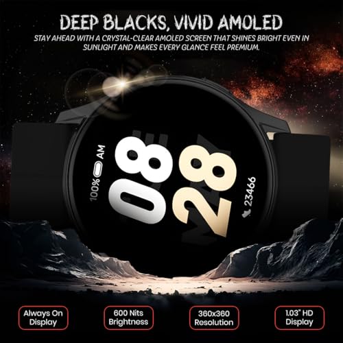 Image of PunnkFunnk Active 2 Smartwatch, 1.39 inch HD Round Display, Bluetooth Calling, Heart Rate & SPO₂, 100+ Sports Modes, IP67, Long Battery Life for Men & Women (Magnetic Black)