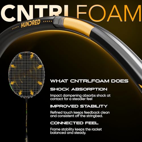 Image of Hundred Nitrix 70 Venom Badminton Racket with Full Cover|≤32 lbs | Head-Heavy Power | M46X Carbon | 6.1 mm Slim Shaft | Explosive Smashes & Control (Black /Green)