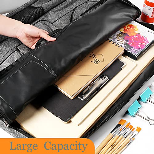 Image of Art Portfolio Carry Bag 4K Canvas Artist Backpack Adjustable Shoulder Bag Tote Artist Portfolios Case Water-Resistant Drawing Board Bag for Art Supplies Storage Transport Traveling, 26 x 19 Inch