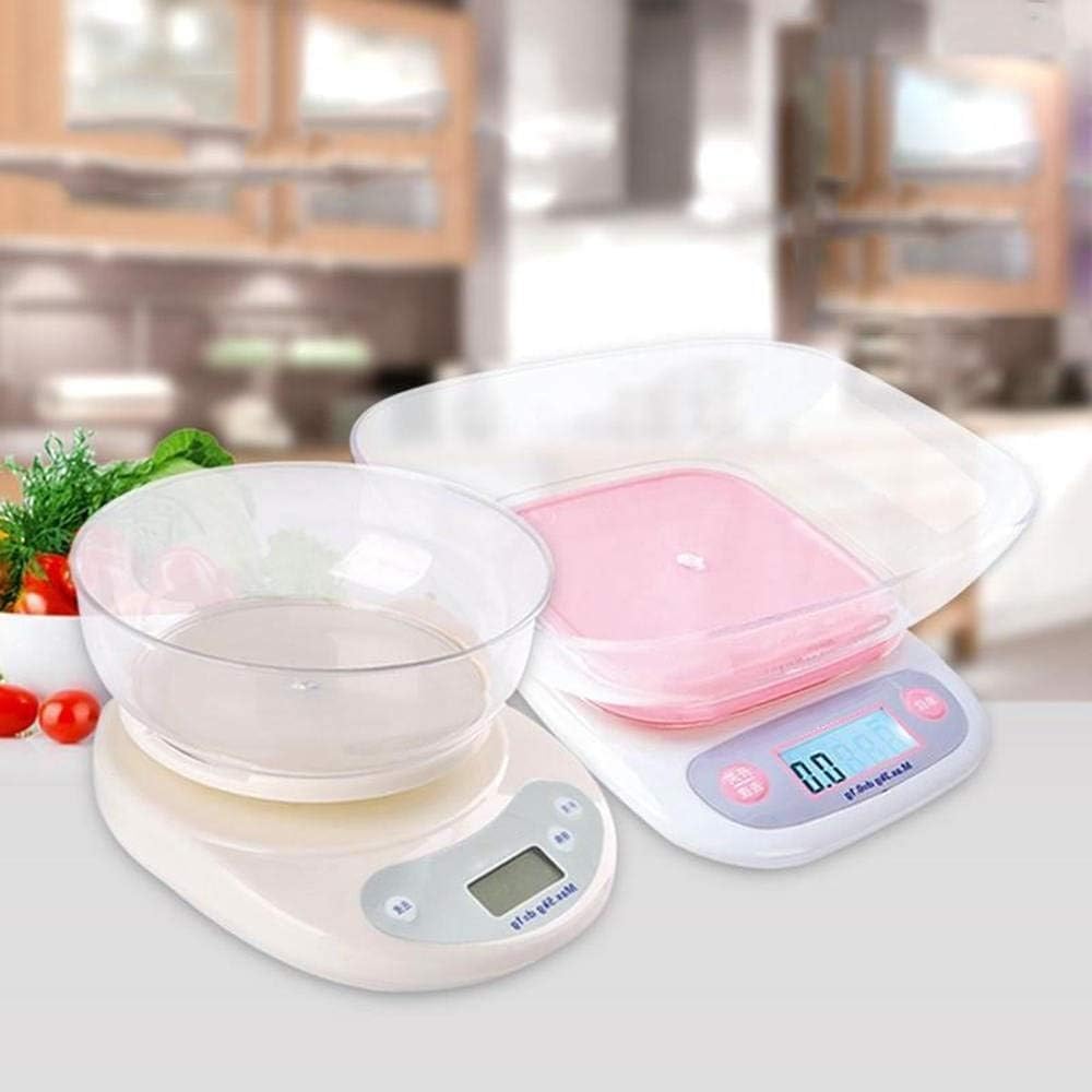 para Cocina y joyería Báscula de Cocina para Alimentos Báscula de Cocina Digital Multiusos de 5 kg Báscula electrónica para cocinar Alimentos en el hogar Báscula electrónica de encimera