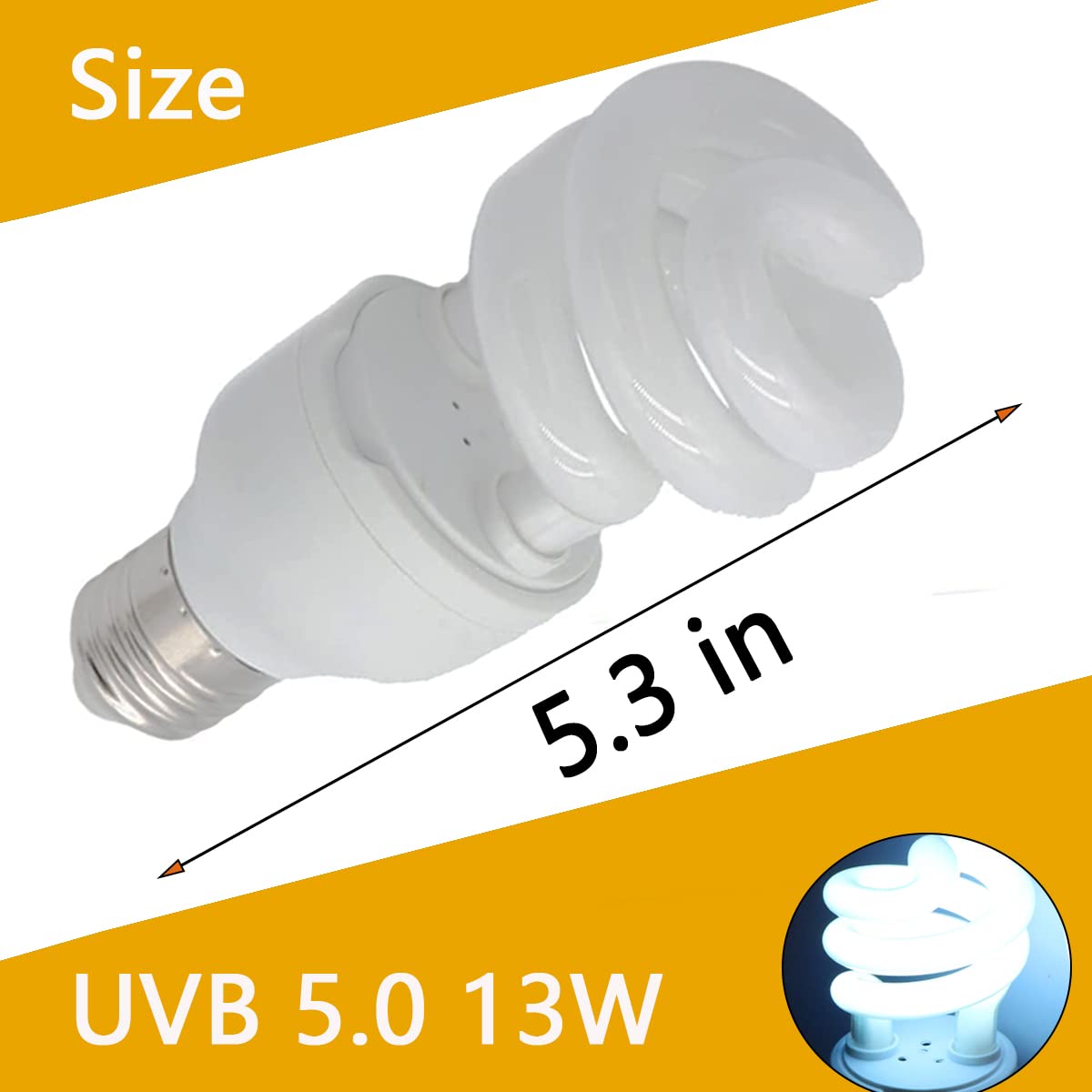 Lampadina per rettili UVB Lampada tartaruga Lampadine fluorescenti compatte a risparmio energetico per anfibi della foresta pluviale tropicale Pet Acquario Pesce Lucertola Serpente (UVB5.0 13W)