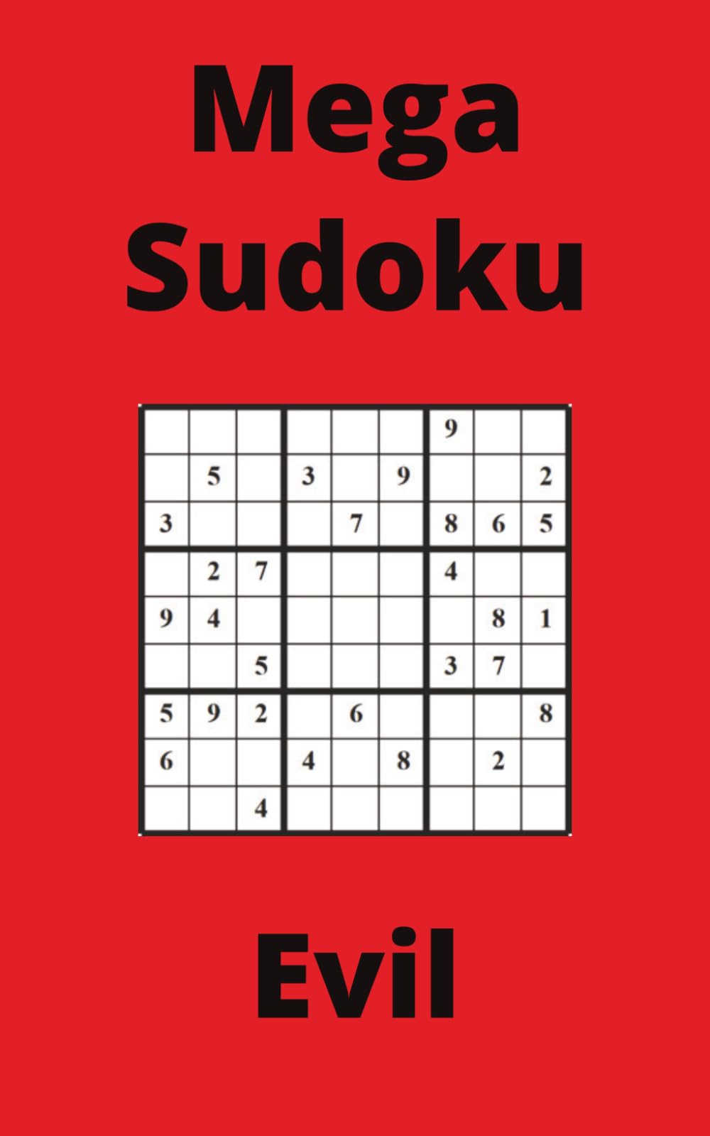 Red Mega Sudoku Book, 9x9 Puzzles, 100 Pages, 5x8, Evil