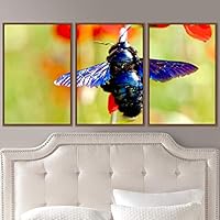 3 Piece Framed Canvas Wall Art Colorful Bee Insects Canvas Prints Home Artwork Decoration for Living Room,Bedroom - 16