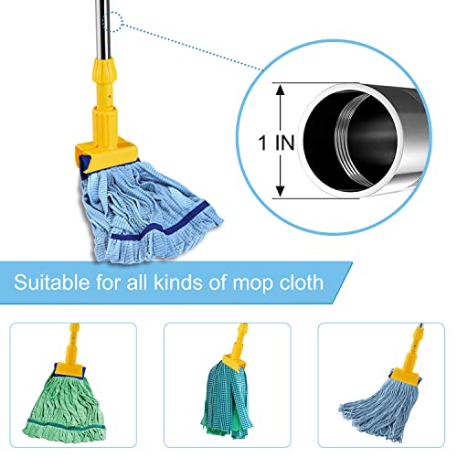 Luvenia Commercial Iron Mop Handle - Professional Mopping Tube 62-Inch Adjustable For Industrial & Household Floor Cleaning - Heavy Duty Stick & Mop Head Replacement Holder (Yellow) #TOP3