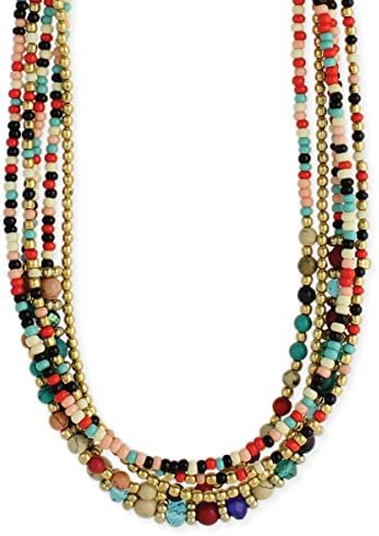 5 Line Multi Colored Glass Bead Necklace