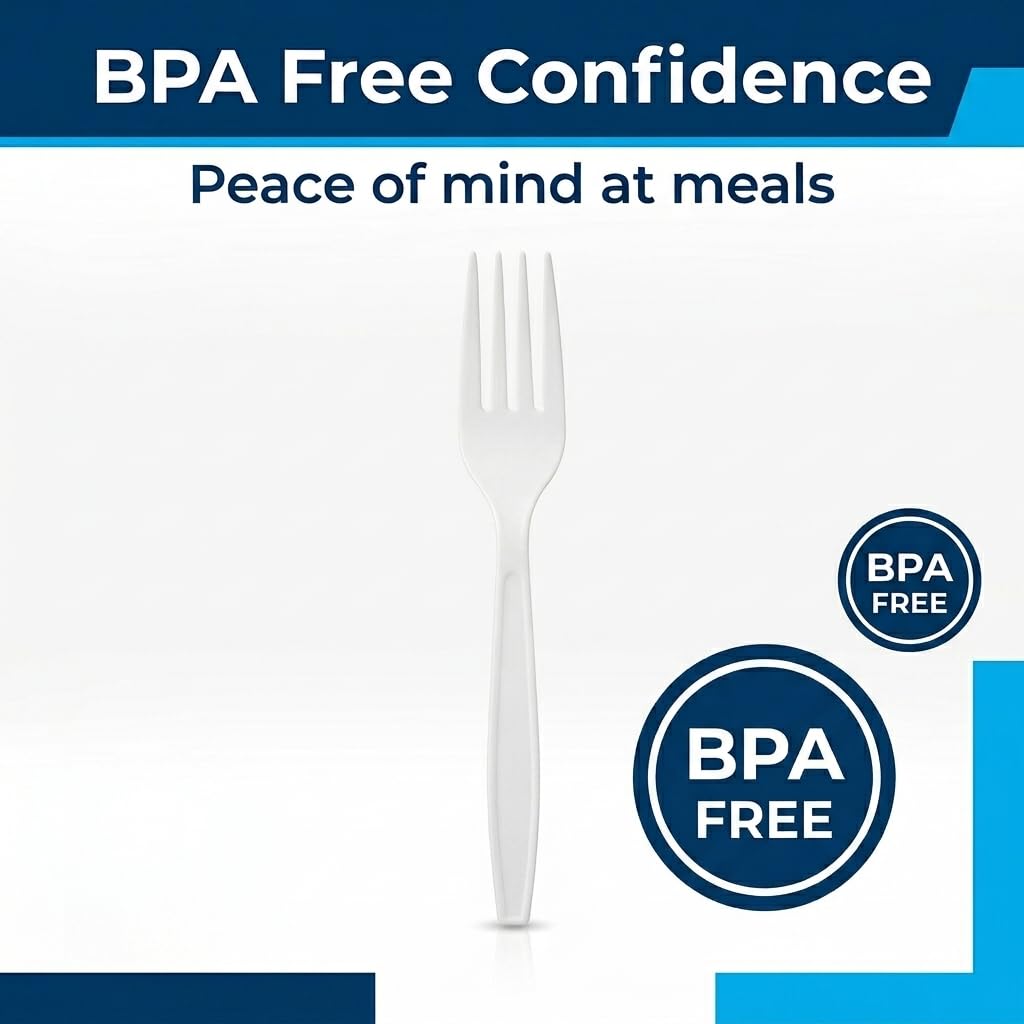 Heavy Duty Disposable White Forks - 400 Pack -7