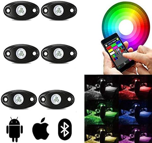 Inorising Luces LED RGB, 12 cápsulas, impermeables, multicolor, luz subterránea, con aplicación Bluetooth, control remoto, modo de música