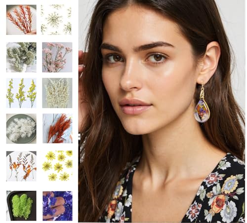 Dried Flower Teardrop Handmade Natural Dry Pressed Real Flower Drop Earrings.2