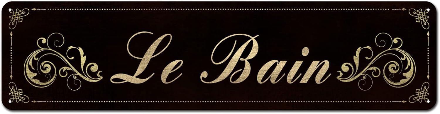 Jkfcbftp A1456 Le Bain French Country Bathroom Signs Tin Plaque For Home Décor 4X16 Inch