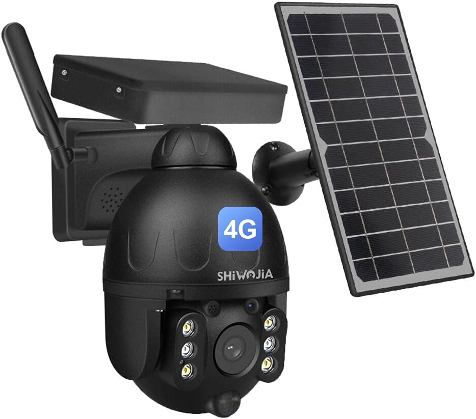 4G Sim Card Solar Camera PTZ Camera Outdoor CCTV Camera Solar Powered Security Camera with PIR Motion Detection,Pan/Tilt IP Dome Camera, Color Night Vision, 2 Way Audio, IP66