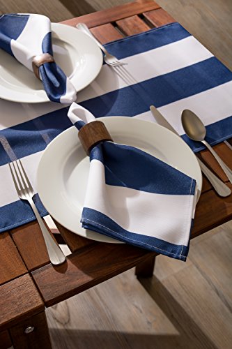 Dii Cabana Stripe Outdoor Tabletop Collection, Stain/Wrinkle Resistant & Waterproof, Table Runner, 14X72, Nautical Blue #TOP6