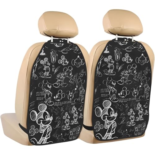 ミッキーマウス キックガード 車用 シートバックポケット 汚れ防止 収納ポケット 後部座席 カバー 小物入れ カー用品 2枚セット 汎用 取り付け簡単 XX1