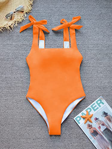 Tashehe Women's One Piece Bathing Suit Low Back Swimsuit Sexy High Leg Swimming Suit - Orange - Small #TOP4