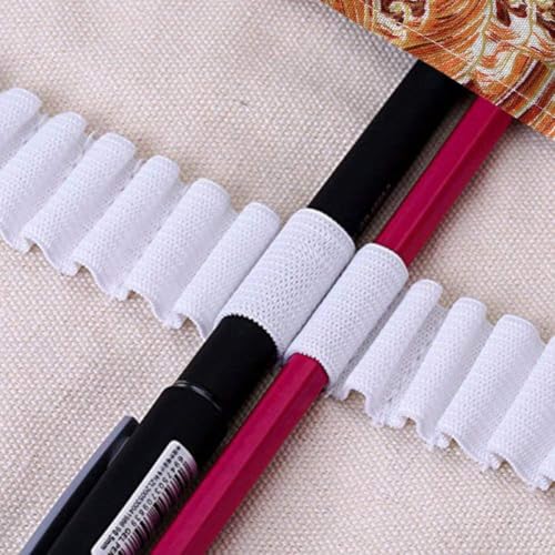 Image of Canvas Pencil Wrap Case, 72 Holes Colored Pencil Roll Holder Storage Pouch for Office (72 Holes, Red)