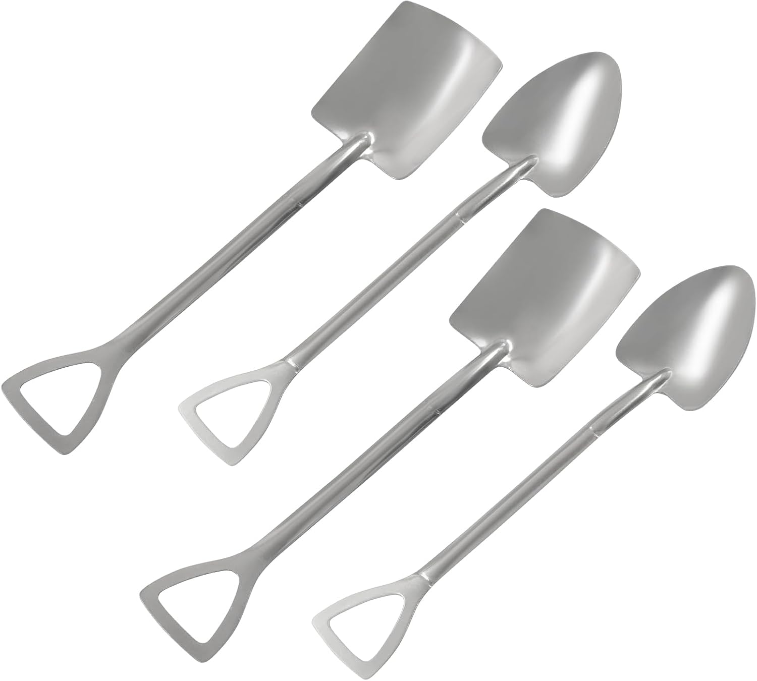 BokWin Shovel Shape Dessert Spoon Set, 4 Pack, 5.9 Inch, Silver